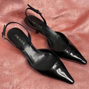 AUTHENTIC PRADA black slingback kitten heels